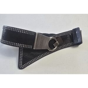 Black Embellished Buckle Wide Corset Belt Punk / Costume/ Stretch / One Size